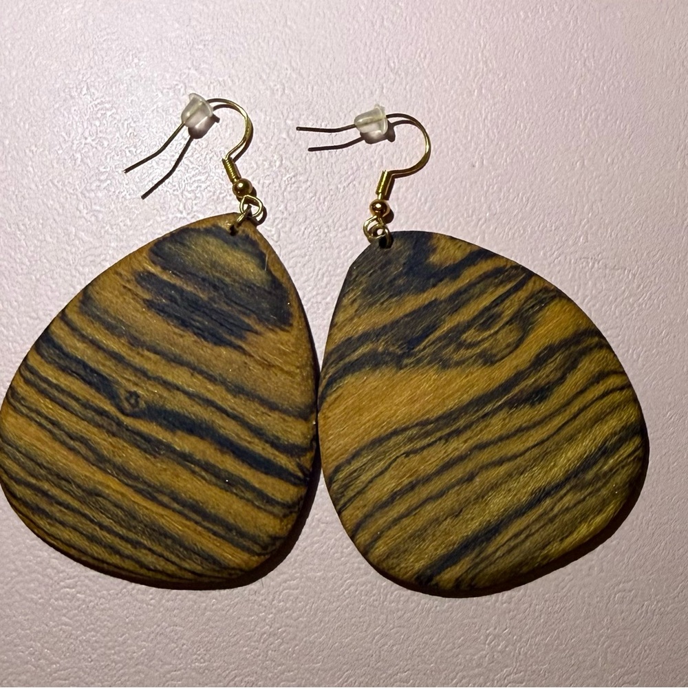 Handmade Wooden Teardrop Earrings